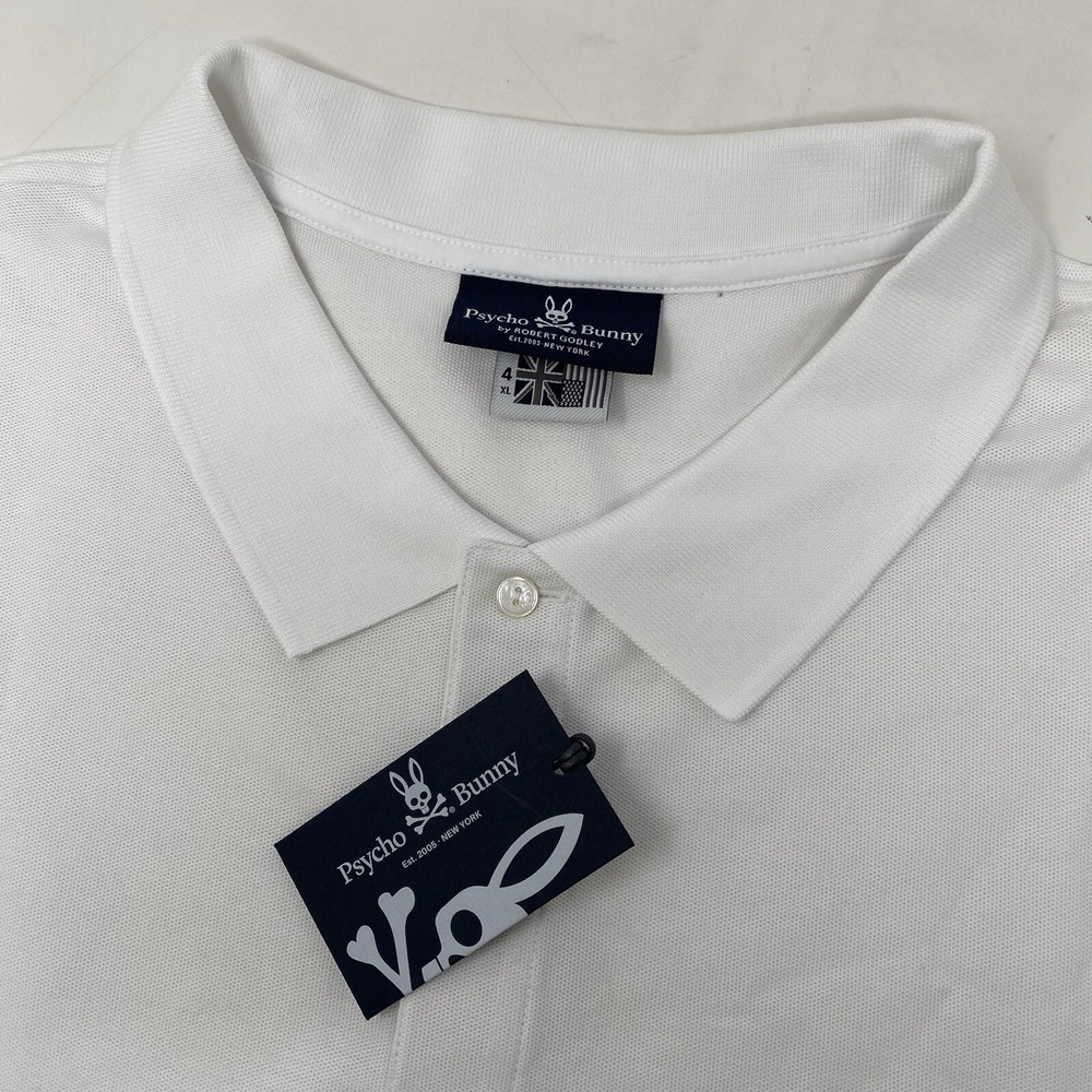Psycho Bunny Classic Polo Mens 4XL White 100% Pima Cotton B9K001ARPC NWT